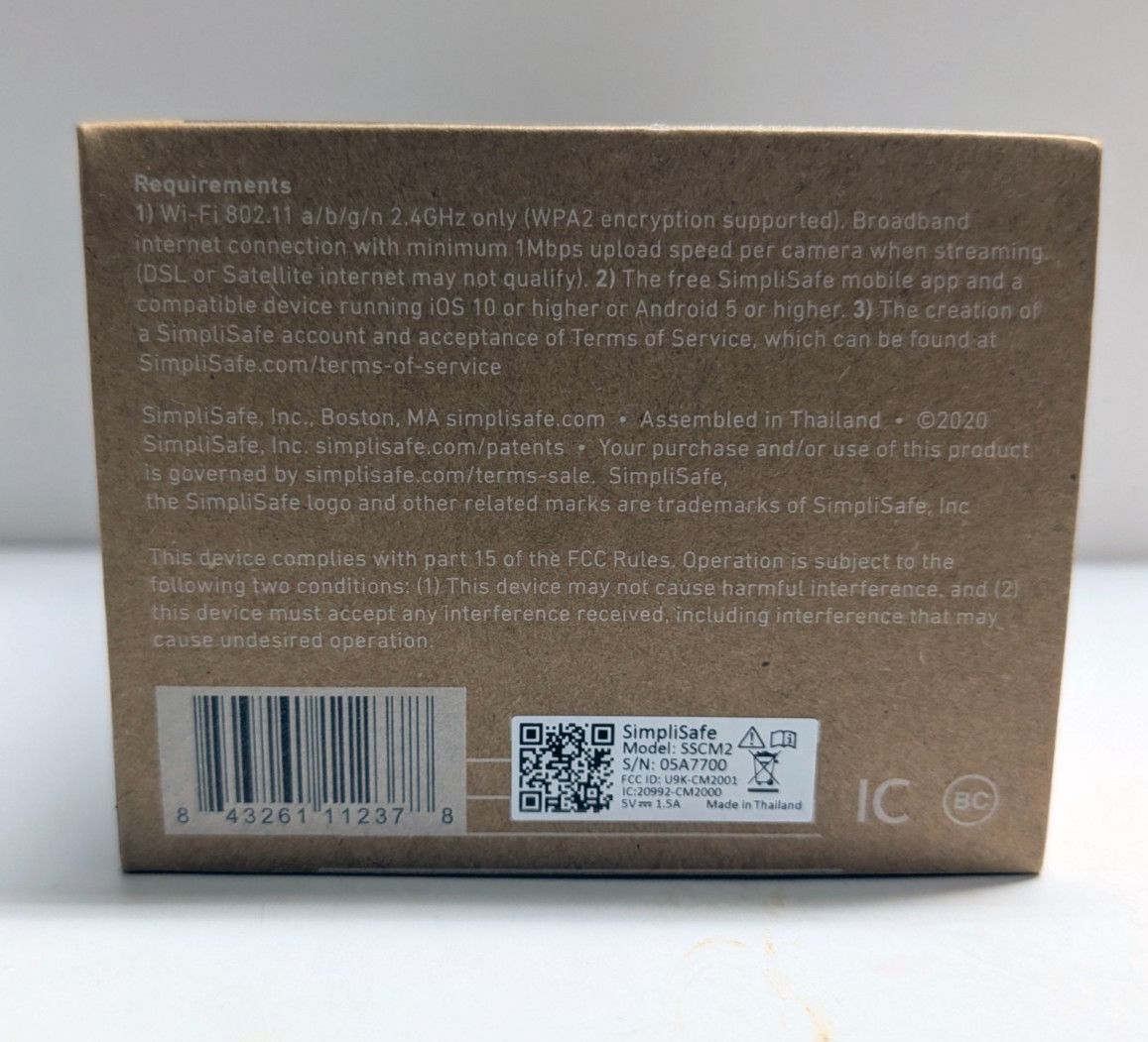 New Sealed SimpliSafe SimpliCam SSCM2 Wired Indoor Security Camera 1080p