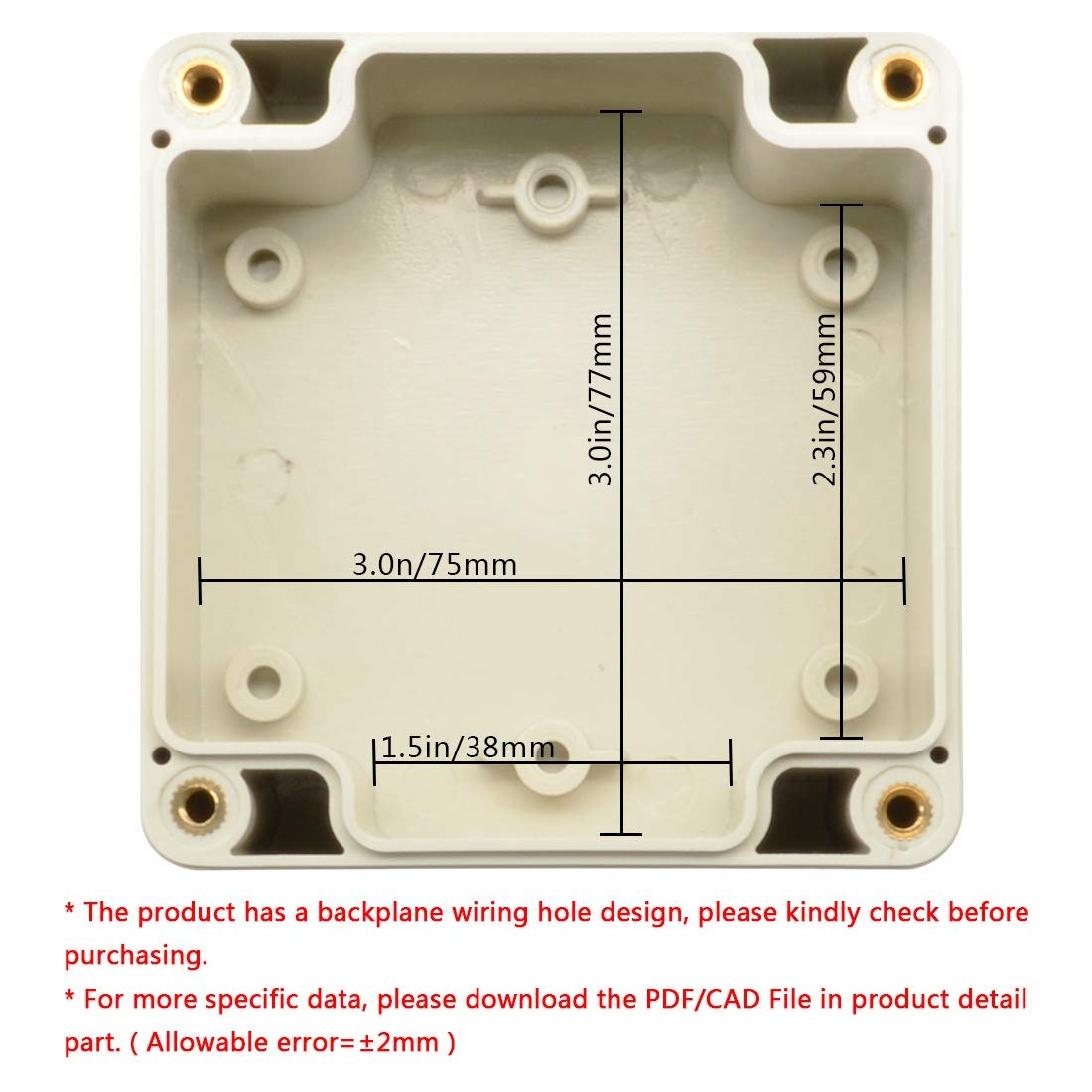 LeMotech ABS Plastic Junction Box Dustproof Waterproof 3.3″x3.2″x2.2″, Clear