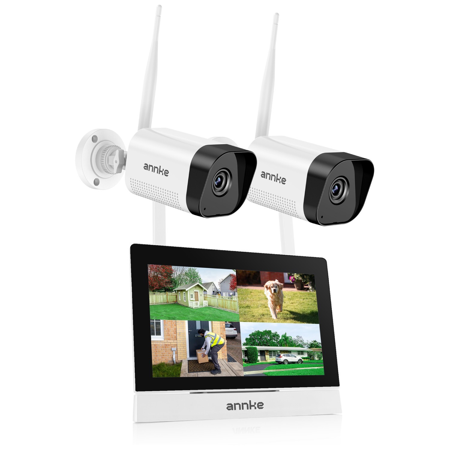 ANNKE 7″ Monitor 3MP 5MP Wireless Security Camera System 4CH NVR Two Way Audio
