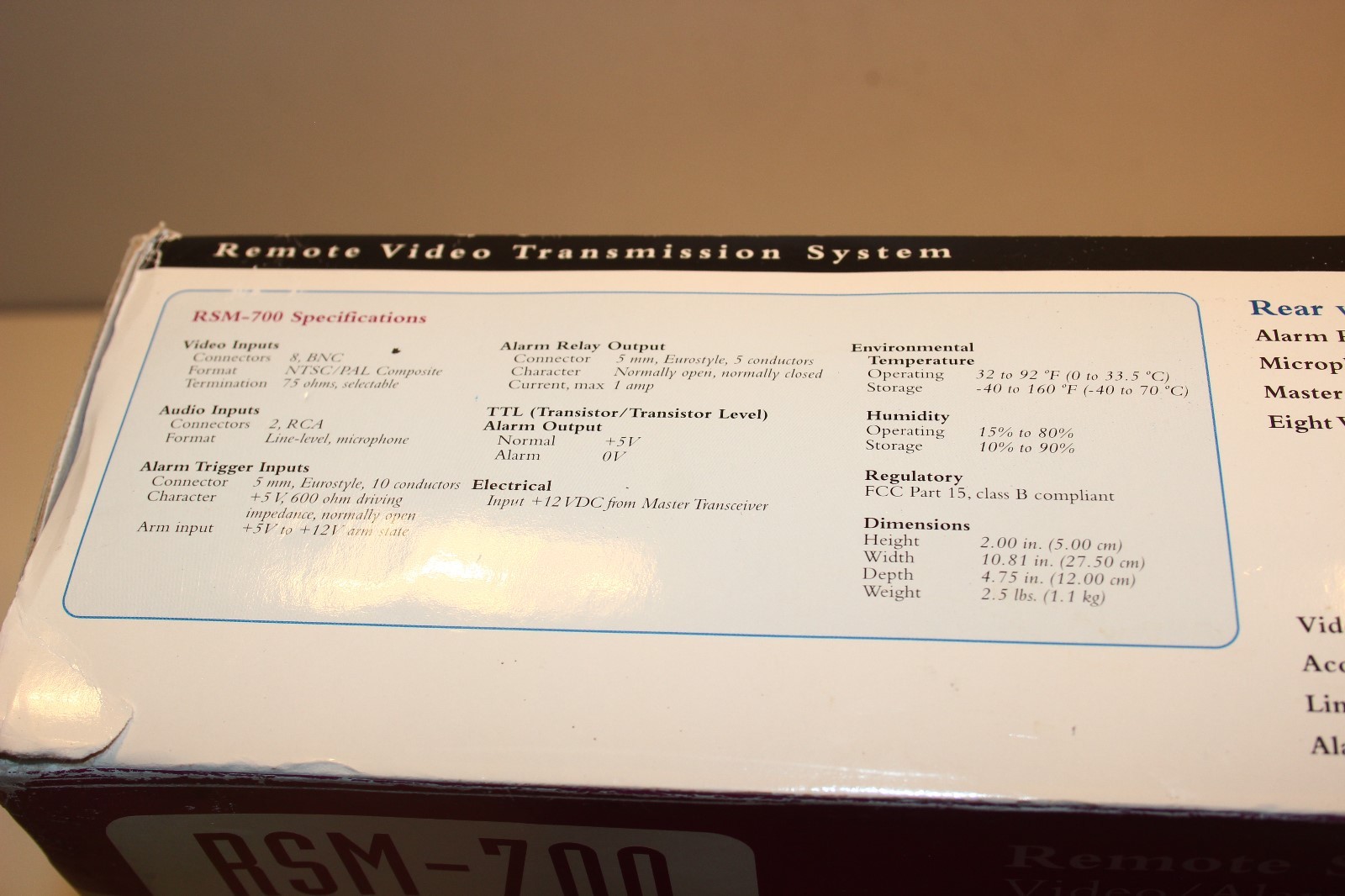 New Kalatel Calibur RSM-700 Remote Surveillance Module Video/alarm Expander
