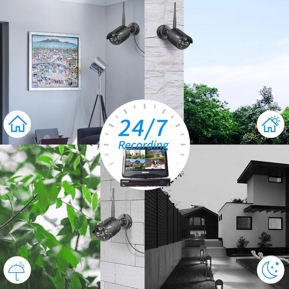 Security Camera System 4Pcs Wireless Wi-Fi With Audio Recording Nightvision Wate