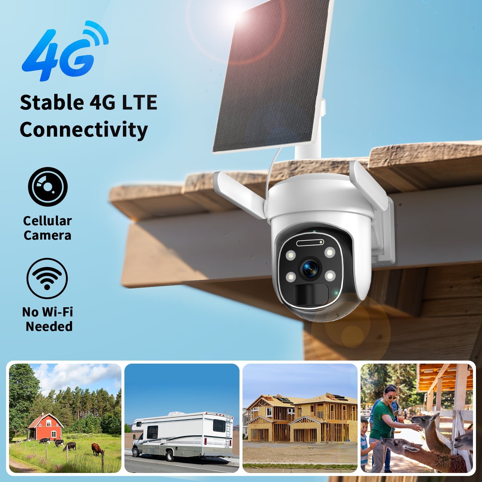 1PACK Solar Camera 4G LTE Wireless Security Camera Outdoor Solar Battery Camera