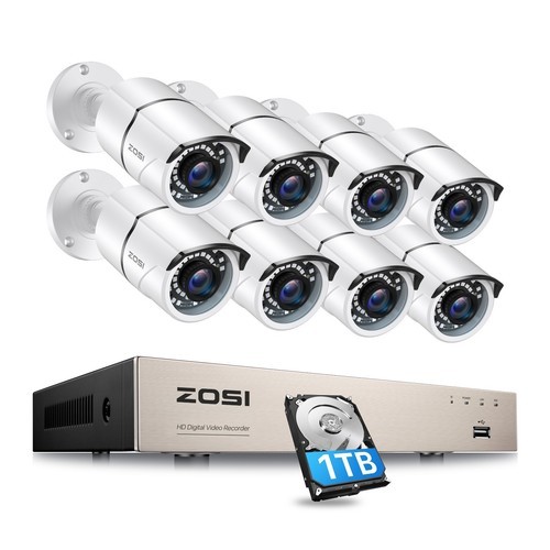 ZOSI 8CH 1080P Outdoor Security Camera System 5MP Lite CCTV DVR Kit 1/2TB HDD