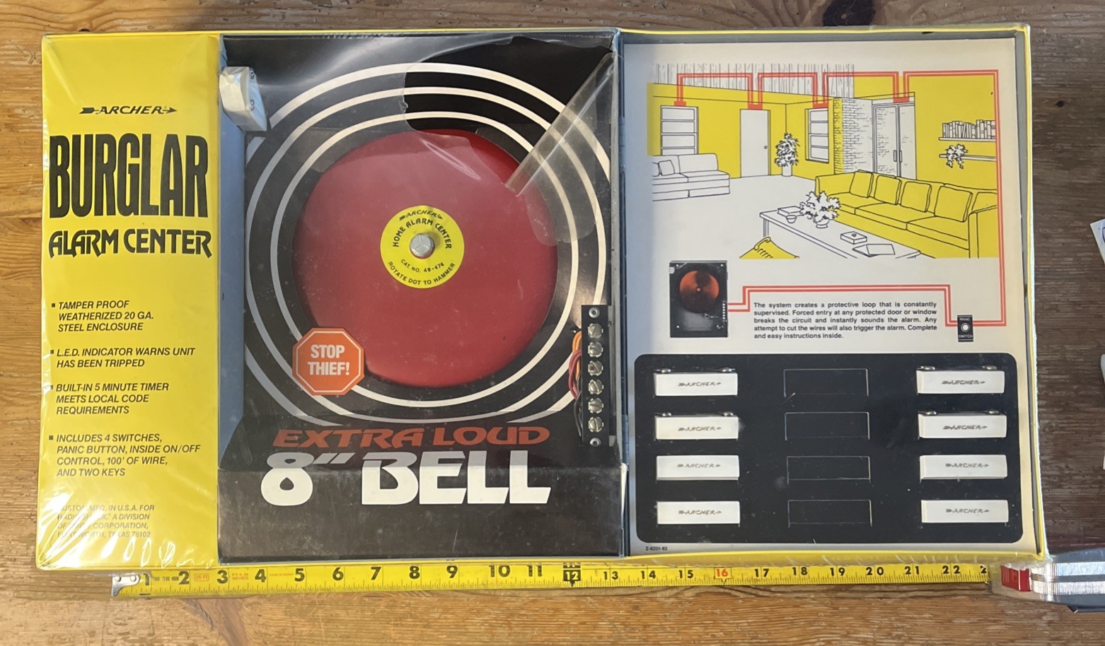 Vintage Archer Burglar Alarm Center New In Box NOS 8″ Bell 49-474A System Set