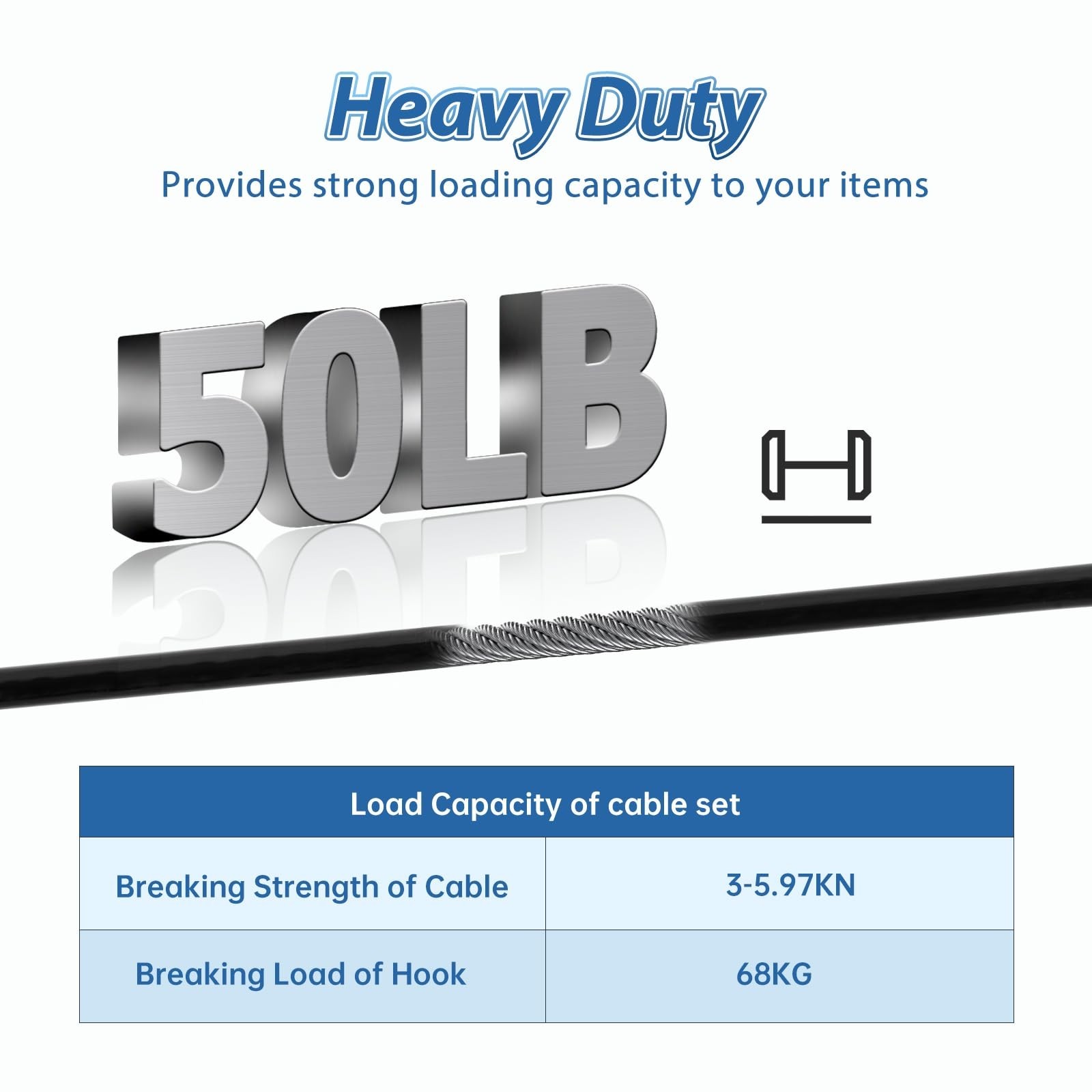 20 Pack Black Security Cables, 2ft Stainless Steel Wire Ropes, 50lb Load Capacit