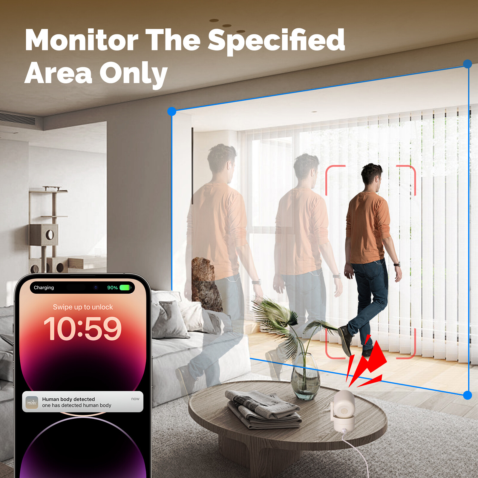 MOES WiFi 360° Smart Security Camera 4MP HD Night Vision Motion Sound Detection