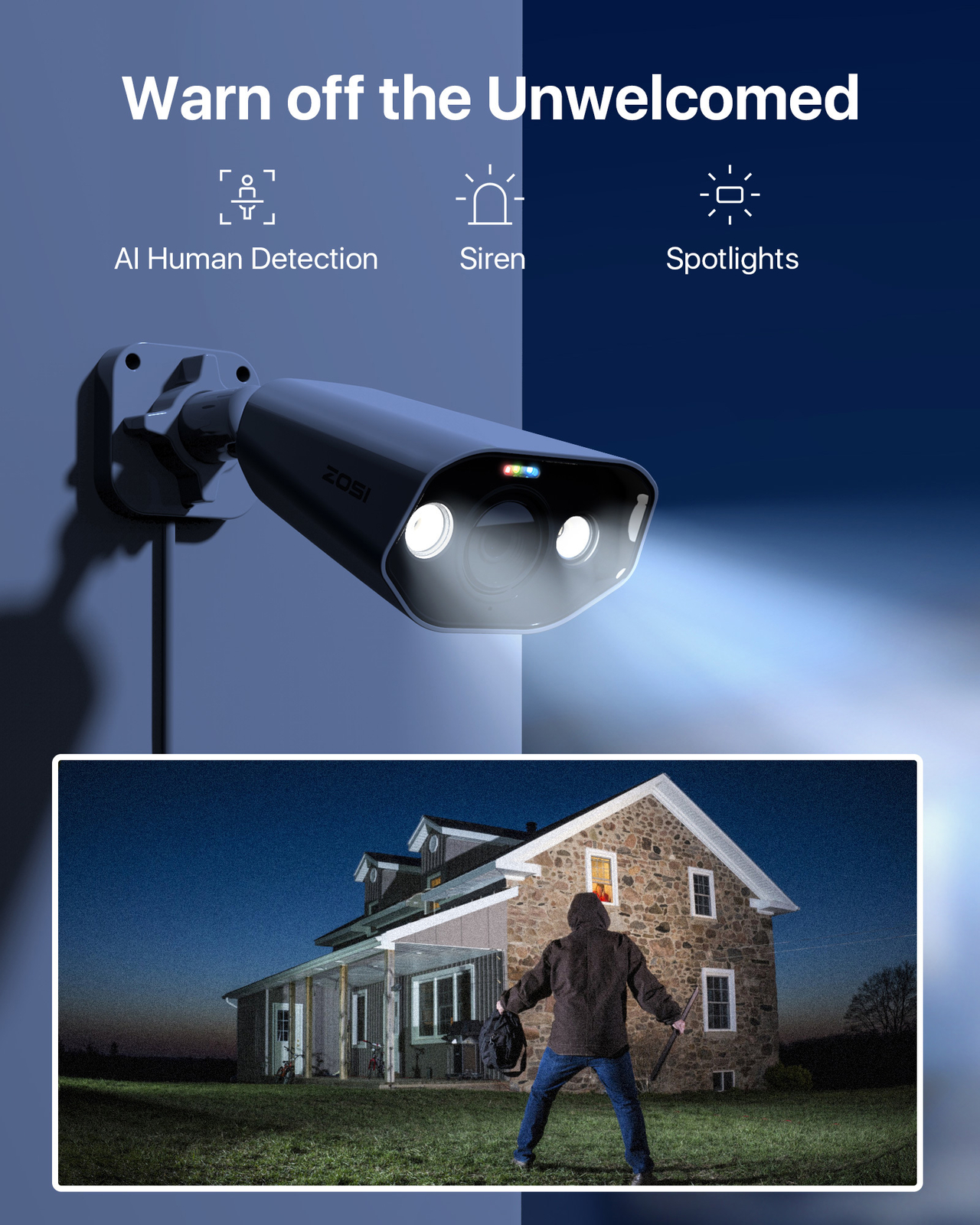 ZOSI 4 Pack 8MP PoE Security IP Camera AI Human Car Detect Camera Add-on IP66