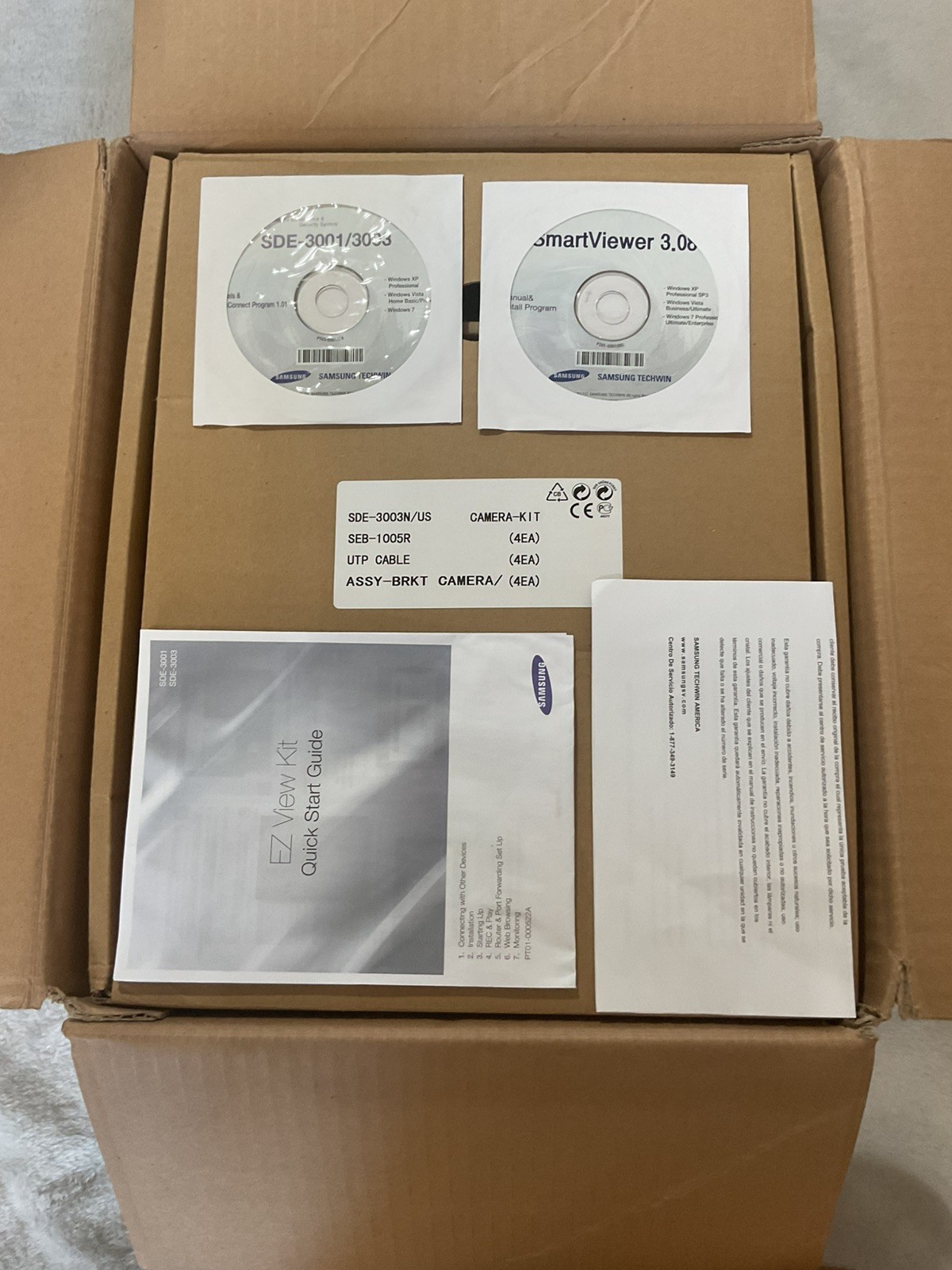 Samsung 4CH Real-Time DVR w/ 4 Hi-Res Cameras 1TB HDD #SDE-3003 New Open Box