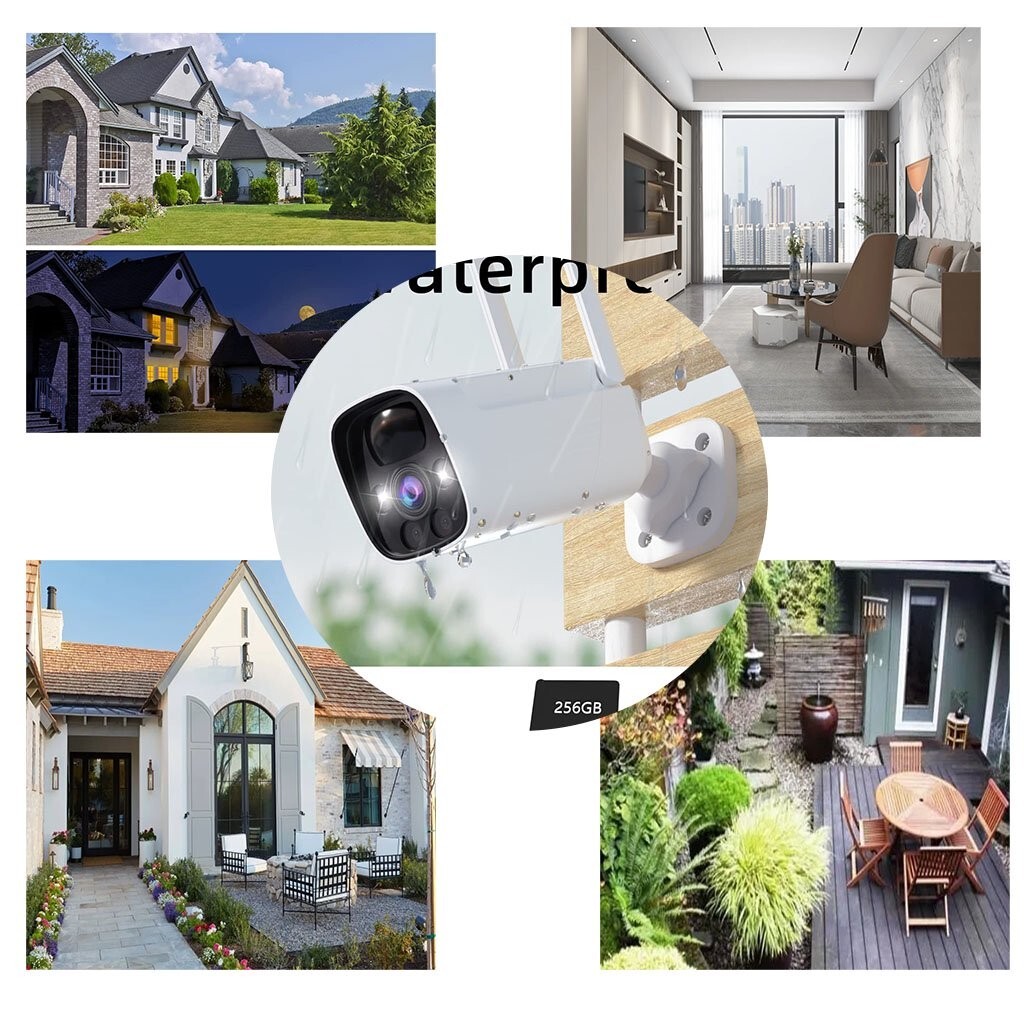 Wireless Outdoor Camera 2PCS 2K Security Cameras 12000mAh Battery No Monthly Fee