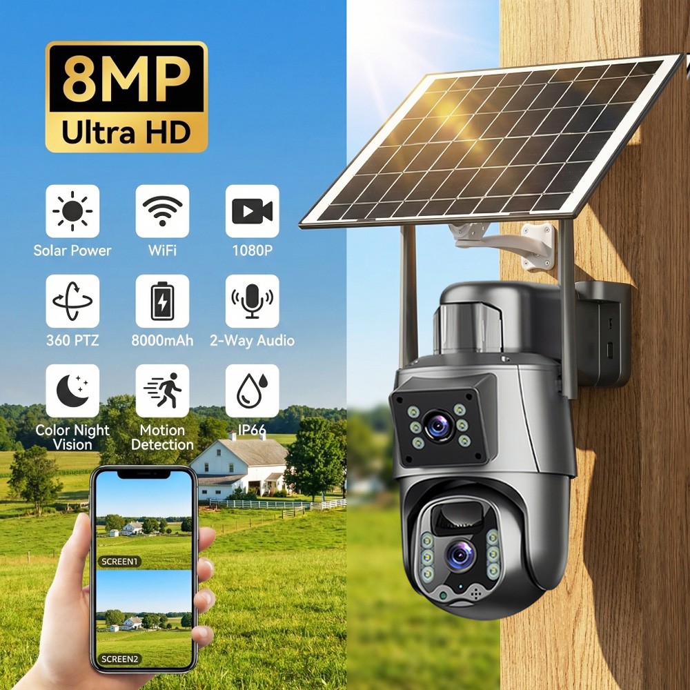 Camaras De Seguridad Para Exterior Solar WIFI Inalambrica Con Vision Nocturna HD