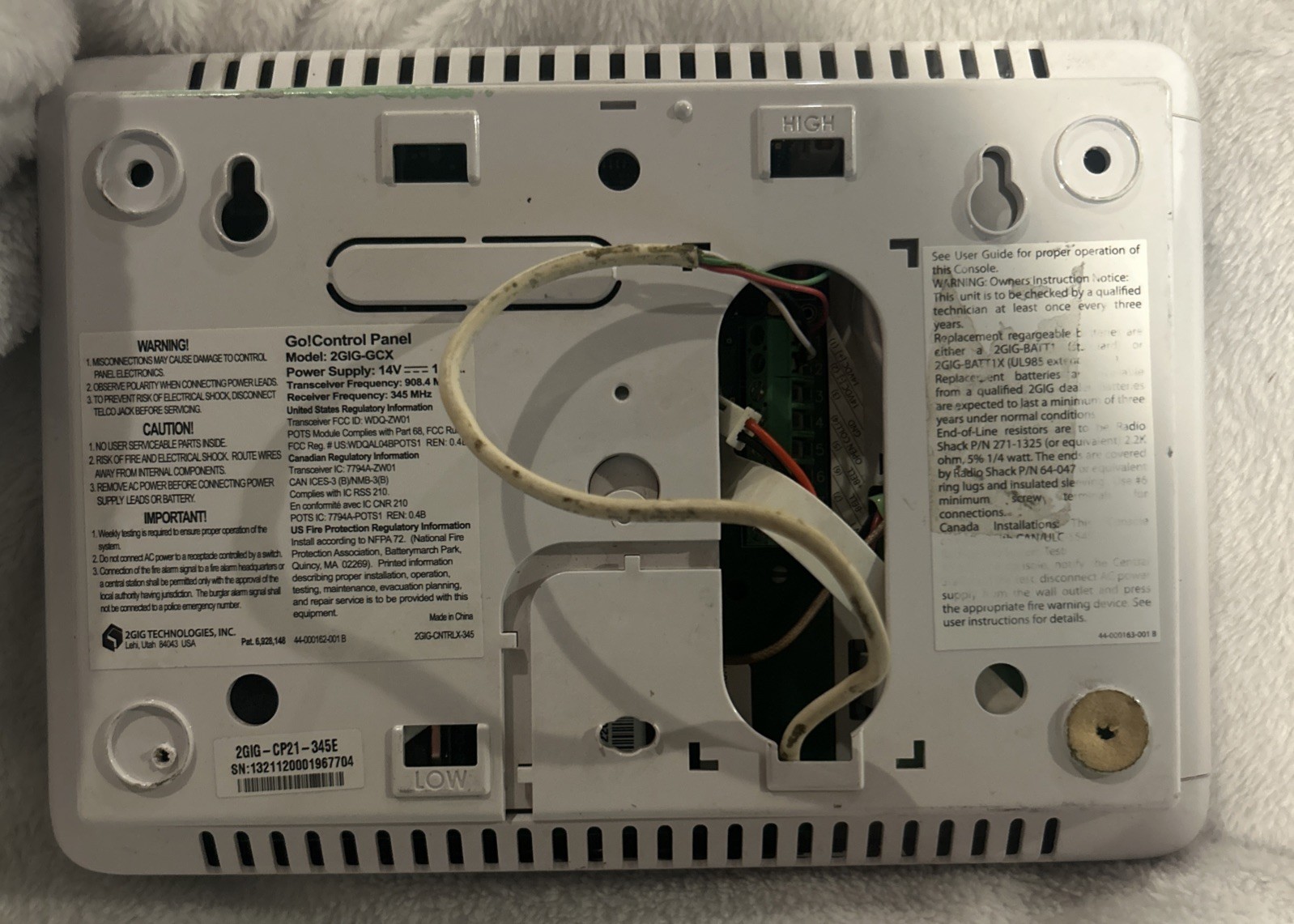 Vivint Security System Go Control Panel Model 2GIG-GCX for Parts Untested