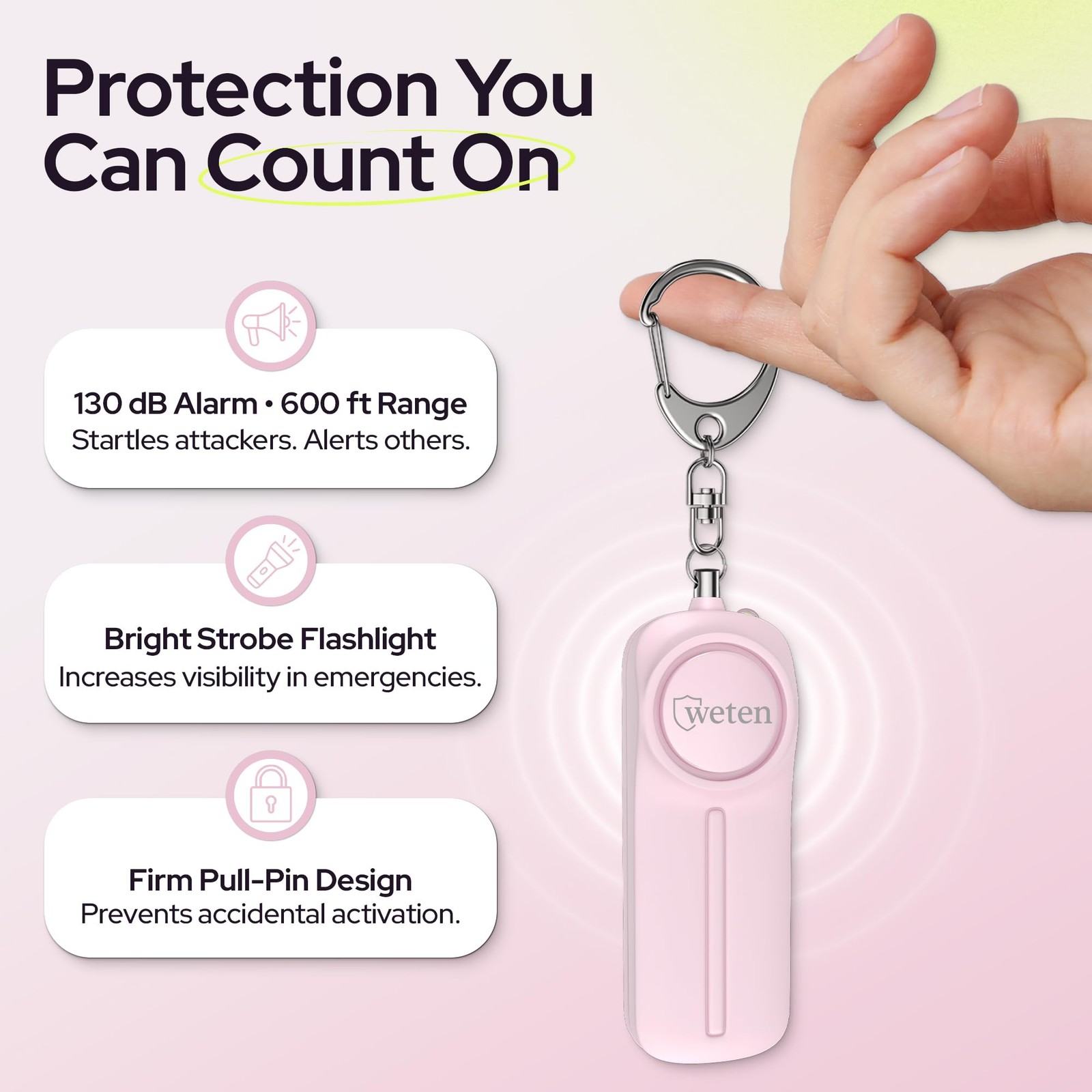 Personal Safety Alarm Keychain – 130dB Siren, LED Light, Panic Pin – Compact …