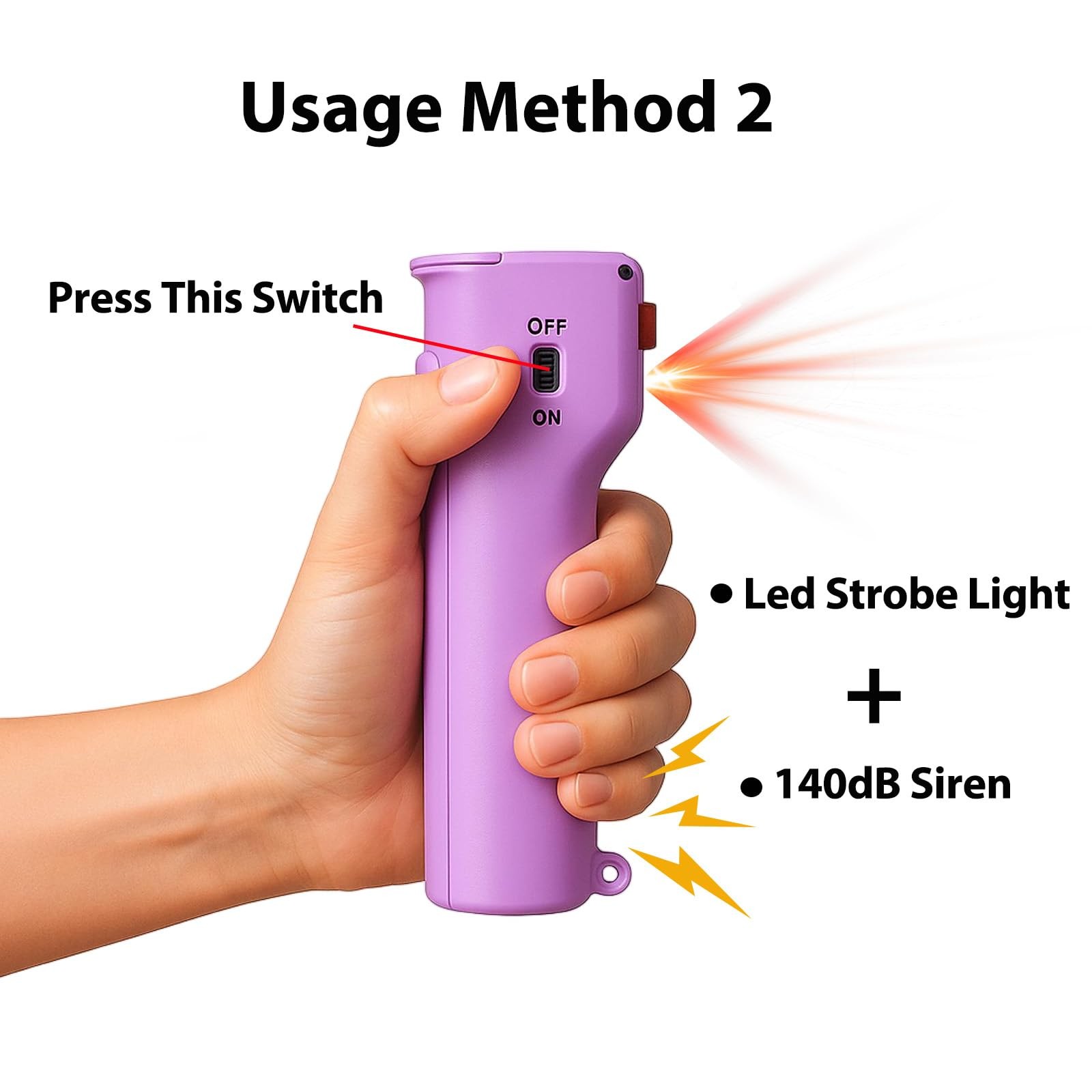 3-in-1 Pepper Spray Personal Alarm, 12ft Quick Release Gel UV Dye, 140dB Sire…