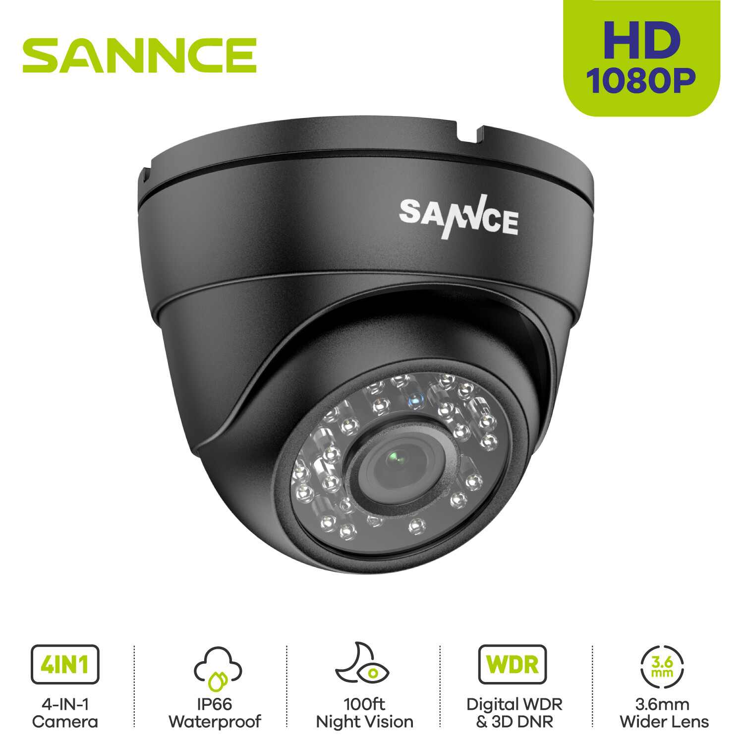 SANNCE 4in1 Full HD 1080P Video CCTV Security Camera Outdoor IR Night Vision