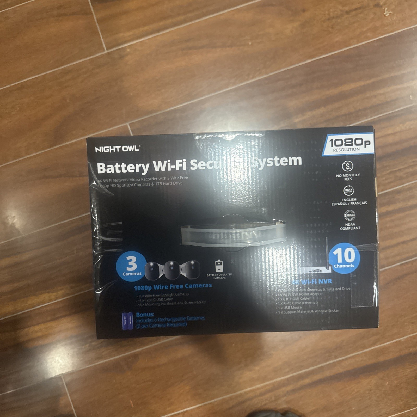 New Night Owl 4K Wi-Fi NVR W/1TB Hard Drive 3 Battery 1080p HD Spotlight Camera