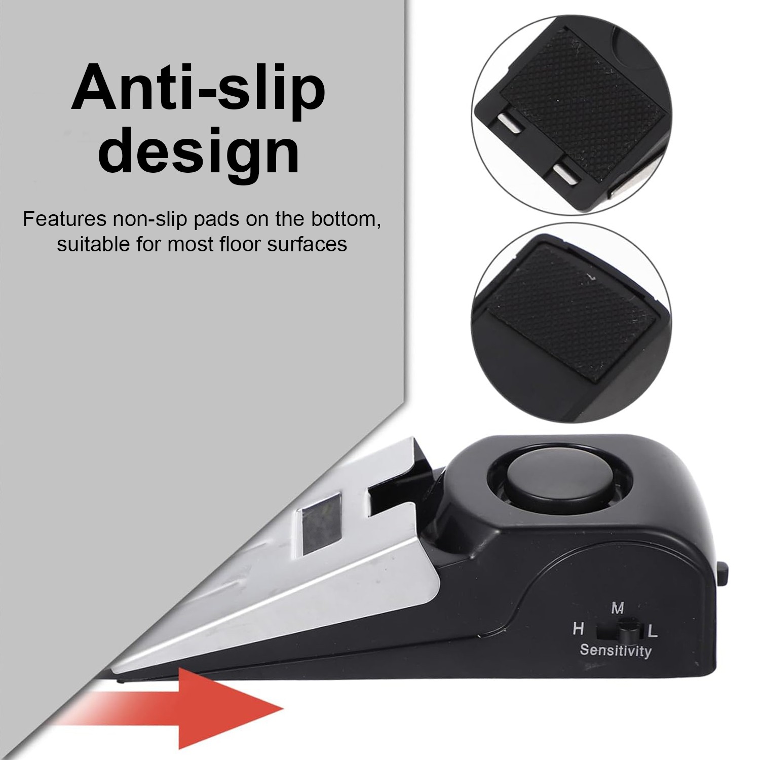 Wireless Door Stop Blocking Alarm Vibration Triggered Alert Security System