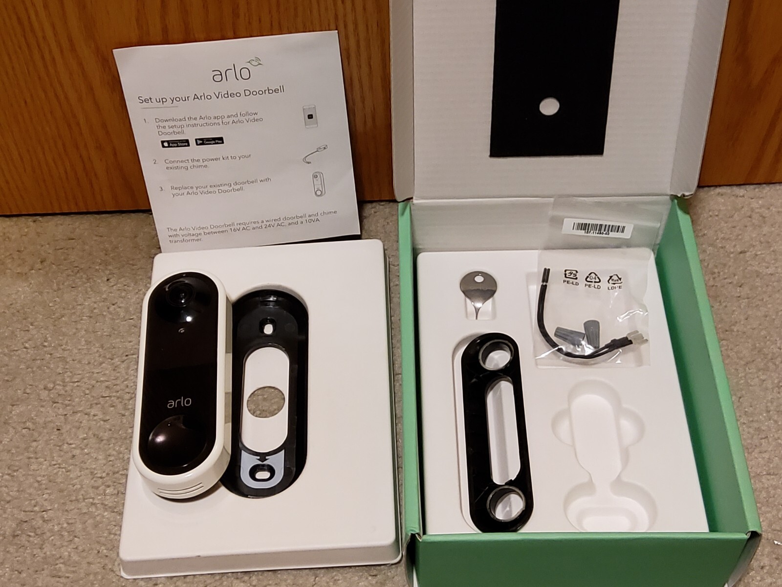 Arlo AVD1001 Smart Wired Motion Detection Night Vision HD Video Doorbell READ