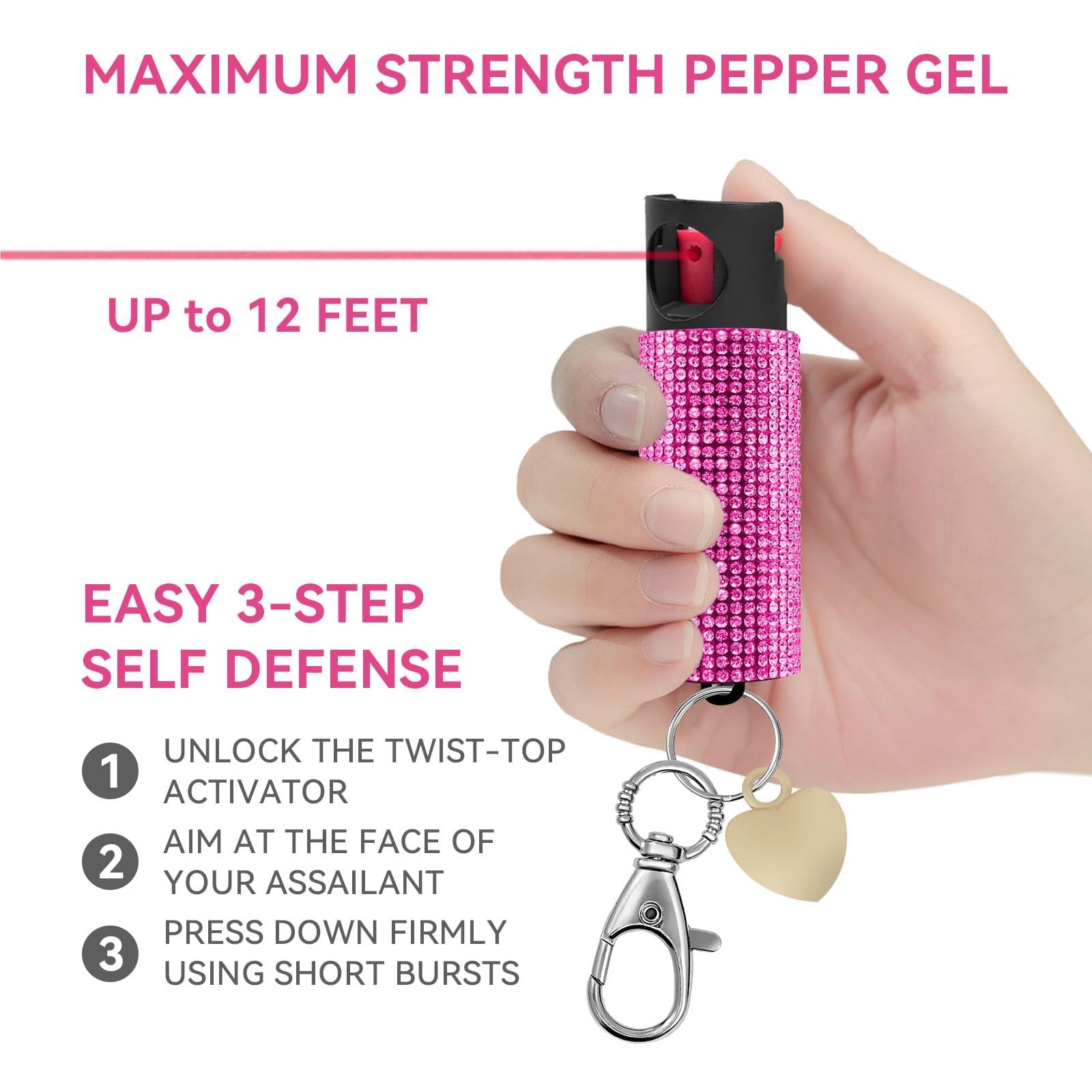 3-in-1 Personal Alarm & Door Handle Alarm & LED Light and Jeweled Pepper Spra…