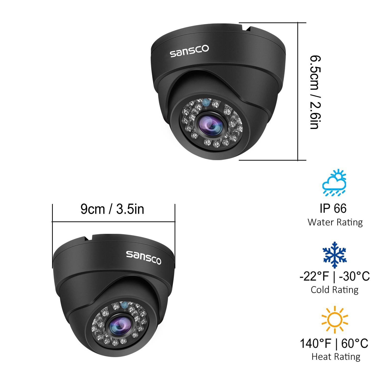 Sansco 5MP 8Ch DVR Wired Outdoor CCTV Camera System Surveillance Night Vision