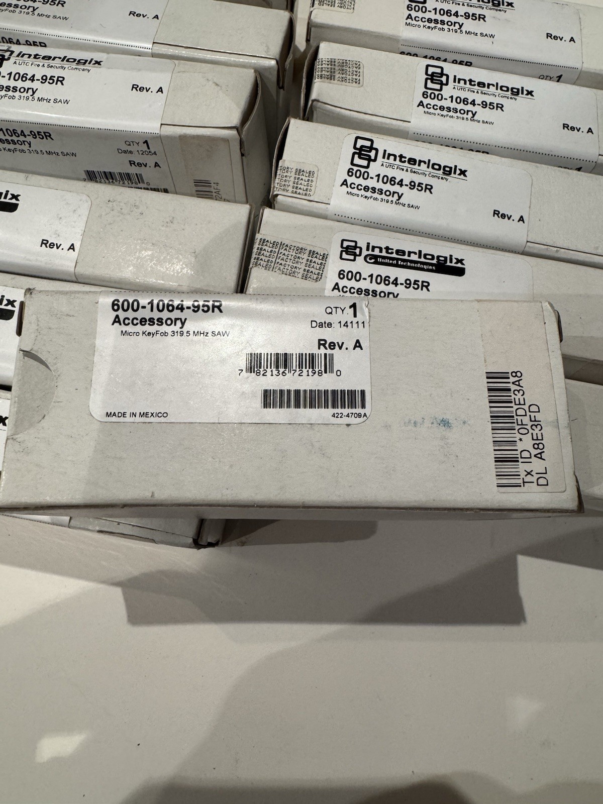 GE Interlogix 600-1064-95R Micro 4 Button Wireless Remote Keyfob (Lot of 12)