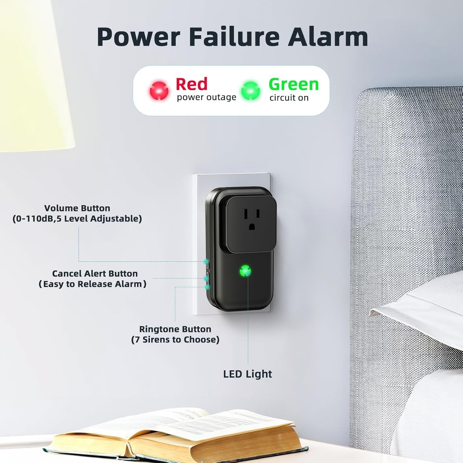 Adjustable 7-Siren Power Failure Alarm – 12-Hour Battery Life for Refrigerators
