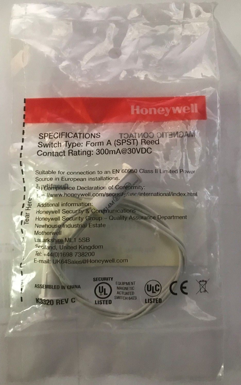 Brand New Honeywell 951WG-WH 3/8″ Stubby Recessed Magnetic Contact, White