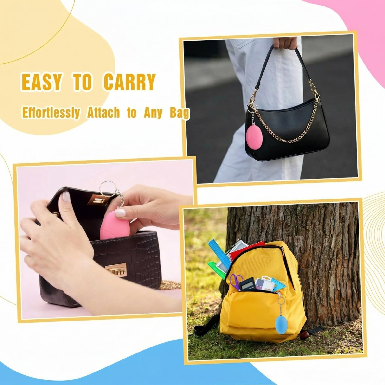 8 Pcs Personal Safety Alarm for Women 120db Loud Sound Personal Siren Self De…