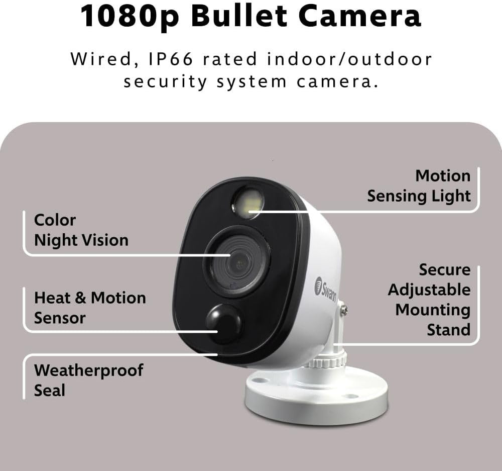 Home/Business Wired DVR, 1080P Full HD Security Camera System, 8 Channels, 4 Cam
