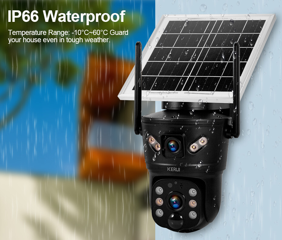 6MP Solar Dual Lens Wireless Security Camera Outdoor WiFi Cam With 128GB SD Card