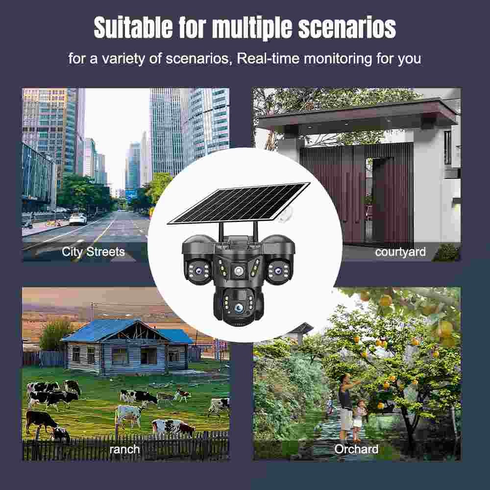 3 Lens 9MP WiFi IP Camera Wireless 1080P Outdoor CCTV PTZ Home Security IR Cam