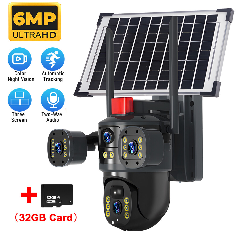 Solar Battery Powered Wireless WiFi Outdoor Pan/Tilt Home Security Camera System