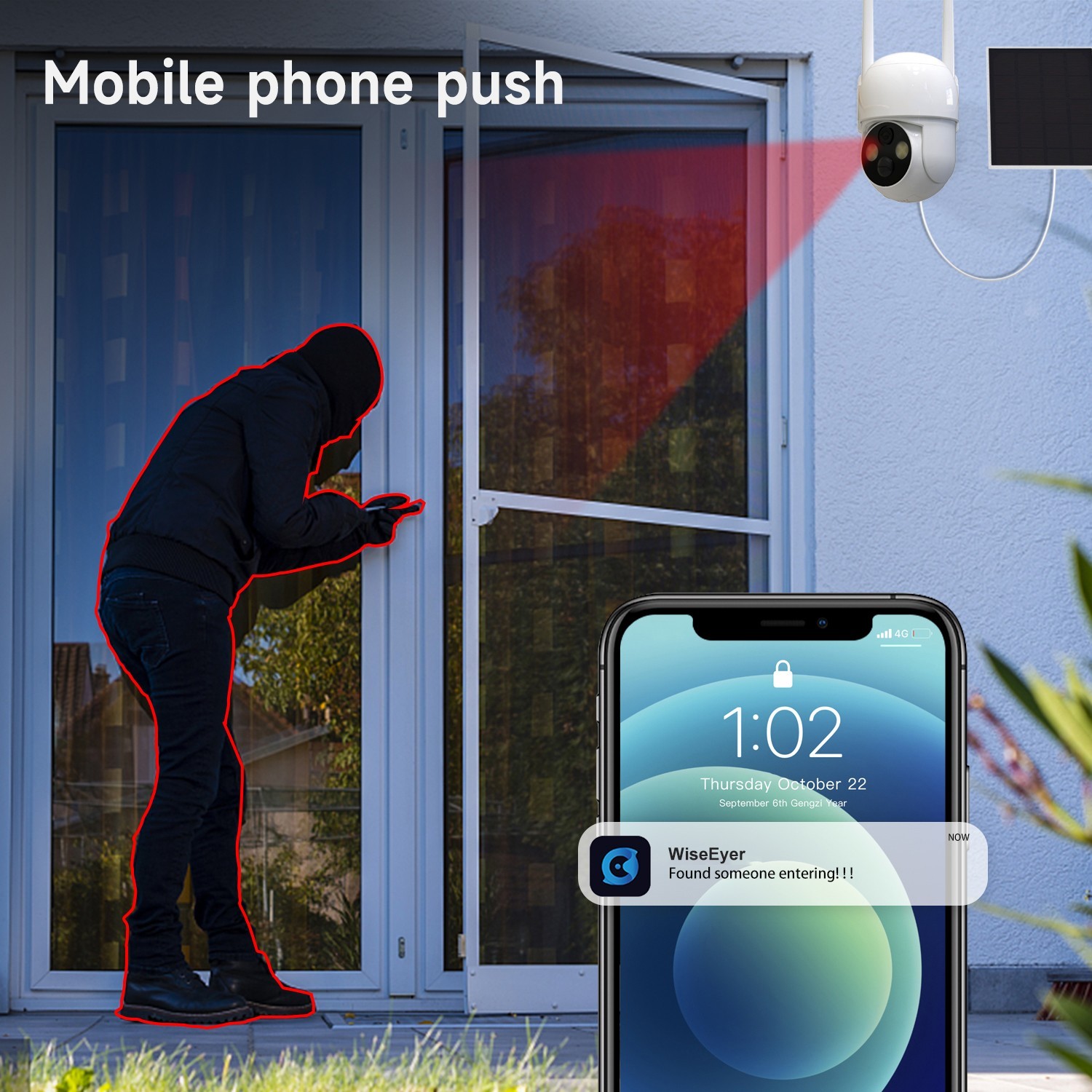 2 Pack Solar Camera Wireless Security Camera System WiFi Battery Camera Outdoor