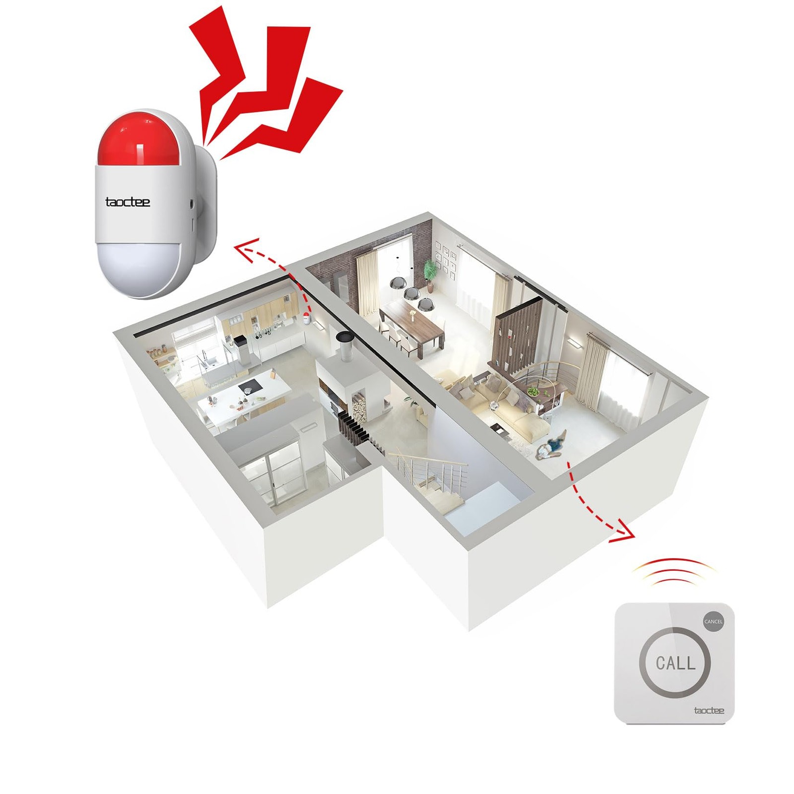 Panic Button Alarm for House Remote Control Strobe Siren Alarm System Sound &…