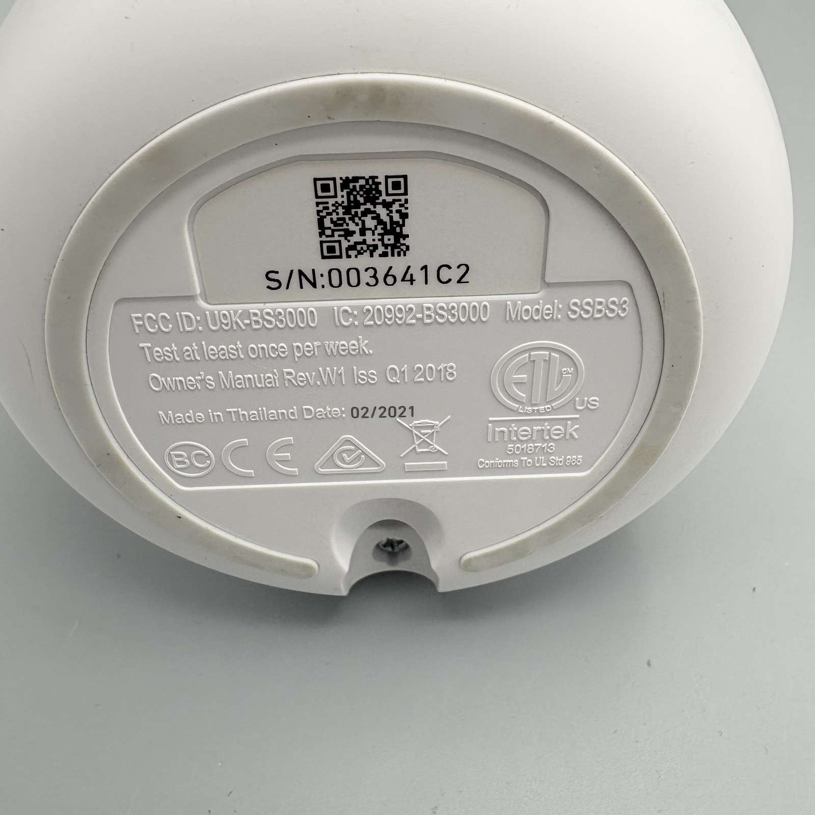 SimpliSafe Security SSBS3 BS3W Base Station Only No Power Supply Untested