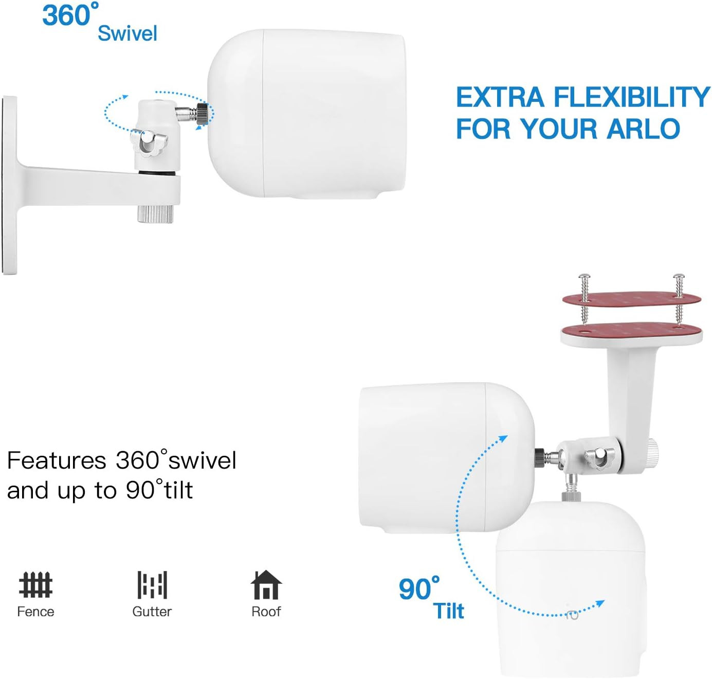 2Pack Security Wall Mount for Arlo Pro/Pro2/Pro3/Pro4/Ultra/Ultra2/Essential Spo
