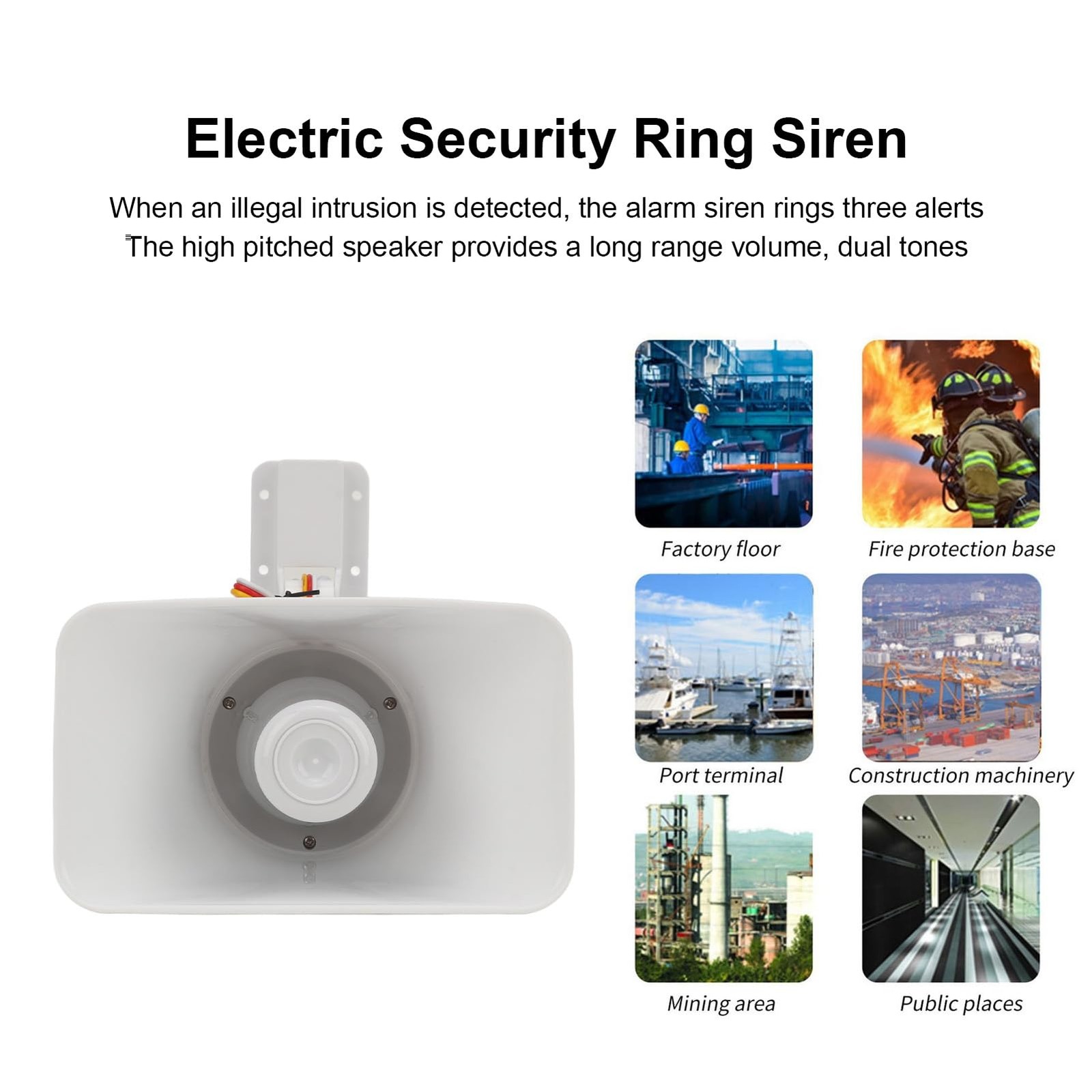 Alarm Siren, Wired Alarm Siren Horn, 120db 30W Siren Dual Tone Indoor/Outdoor…