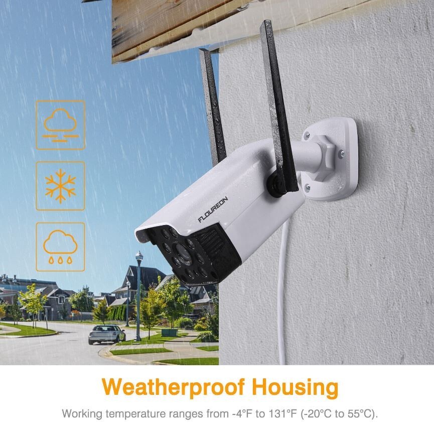 Floureon Security Camera Outdoor WIFI IP Camera 2MP 1080P Mobile App Remote View