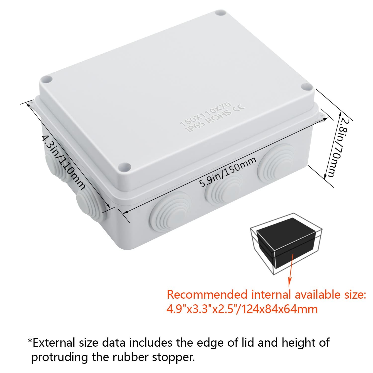 LeMotech ABS Plastic Dustproof Waterproof 5.9″ x 4.3″ x 2.8″ (1pc), White