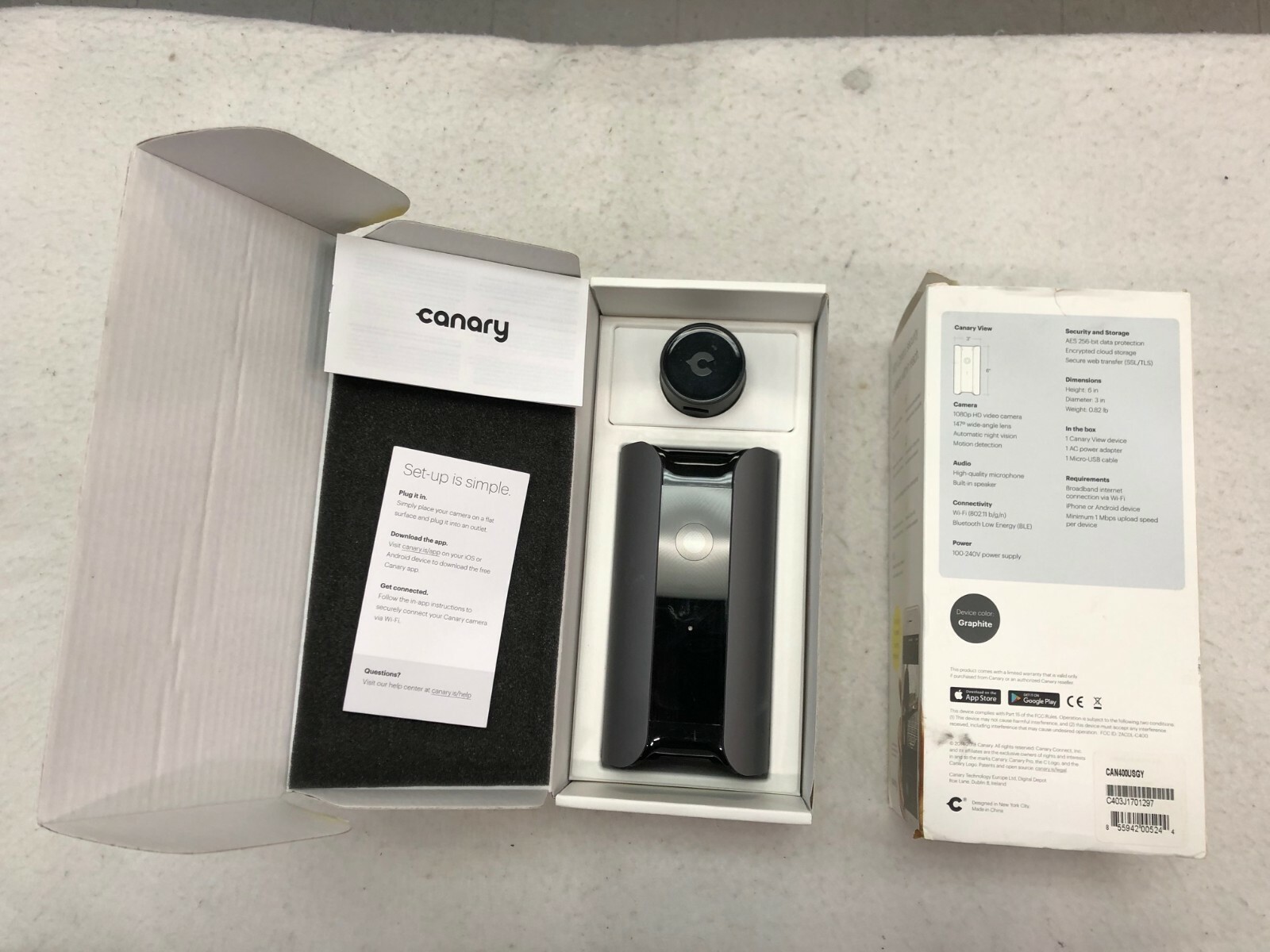 Canary CAN400USGR All-in-one Home Security Device For Parts ONLY – Activated