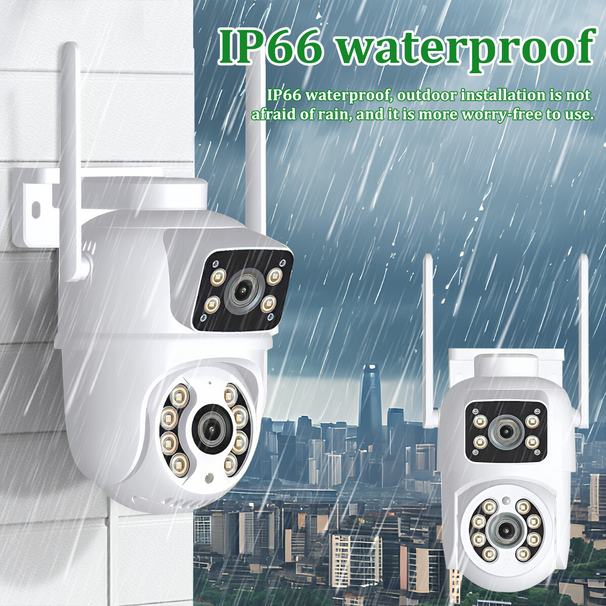 Wireless IP WIFI Camera Outdoor CCTV PTZ Smart Home Security IR Cam Dual lens