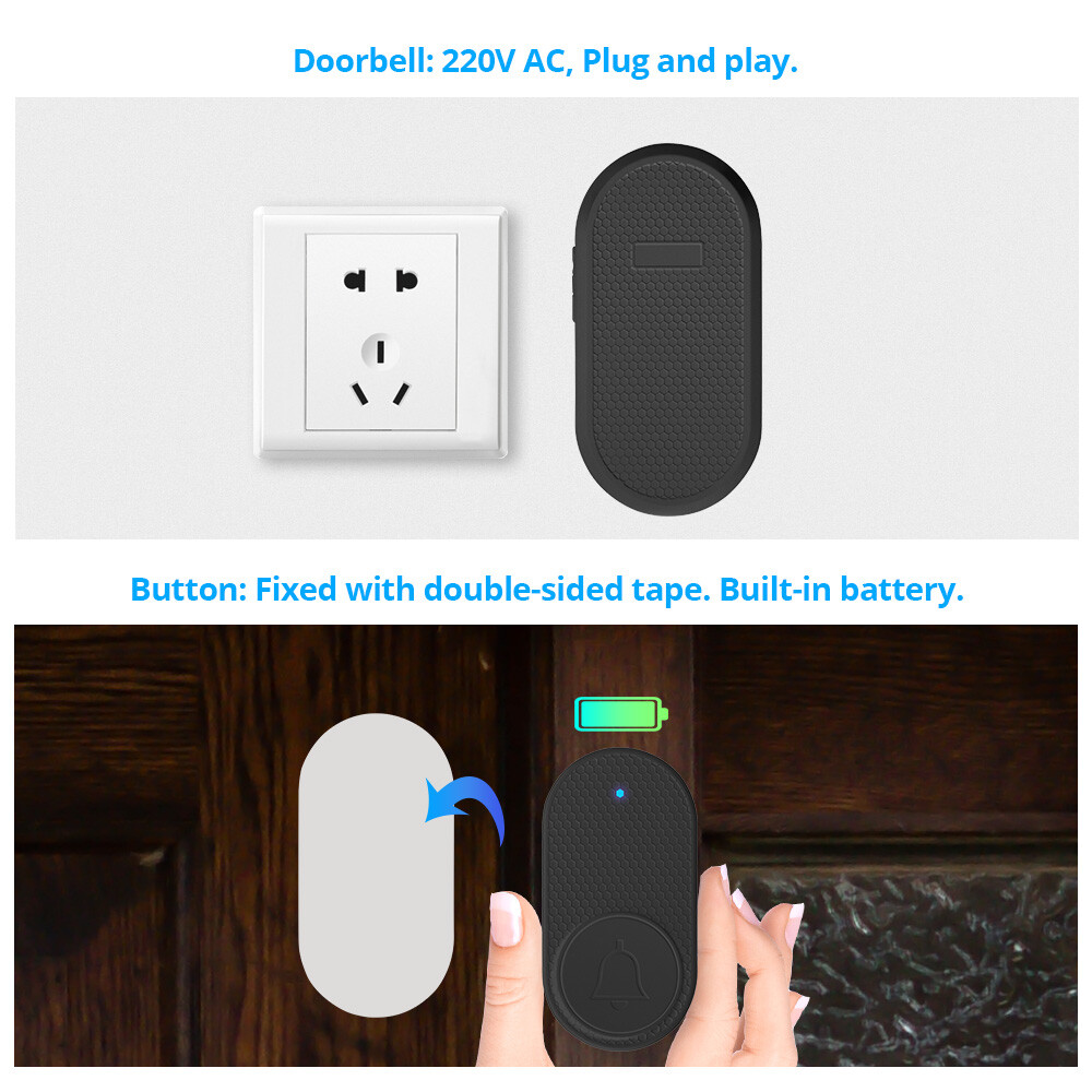 500FT Plug-In Wireless Doorbell 33 Tunes Indoor Outdoor Entry Alert System