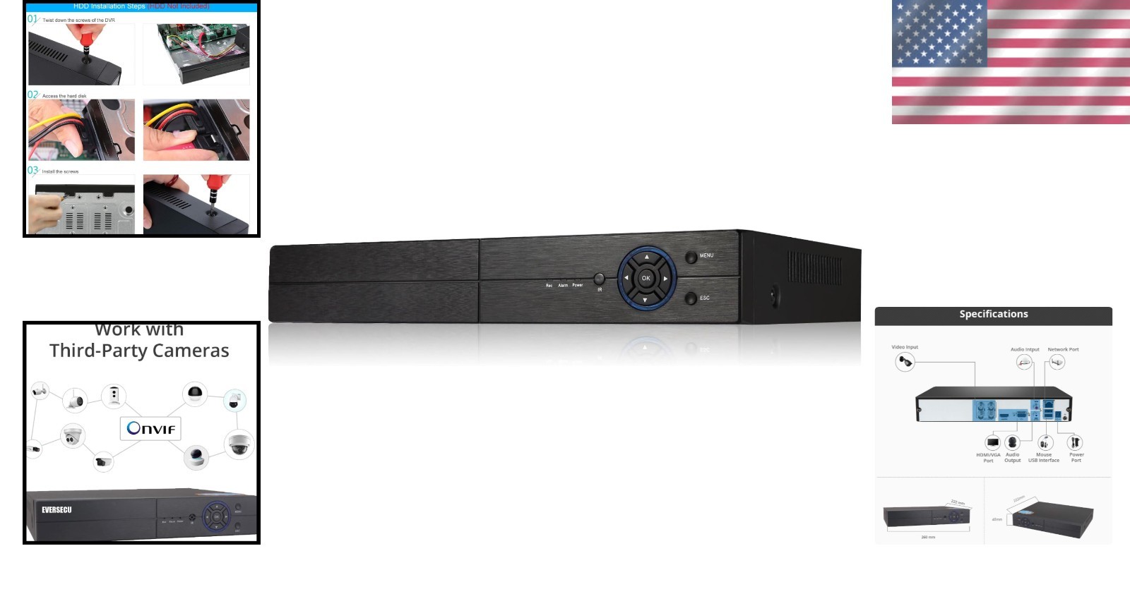 4CH HD Analog Hybrid DVR/NVR 5MP Camera Security System