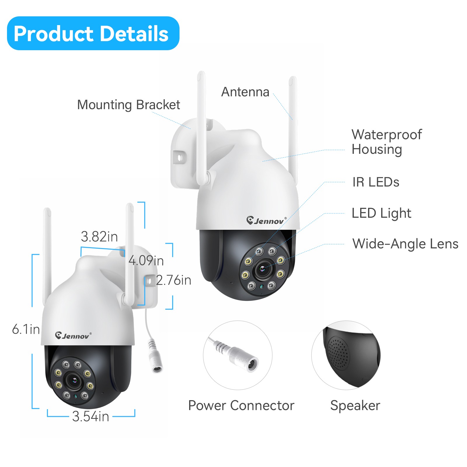 JENNOV 5MP Home Wireless Security Camera System Outdoor 1TB Monitor Audio WiFi