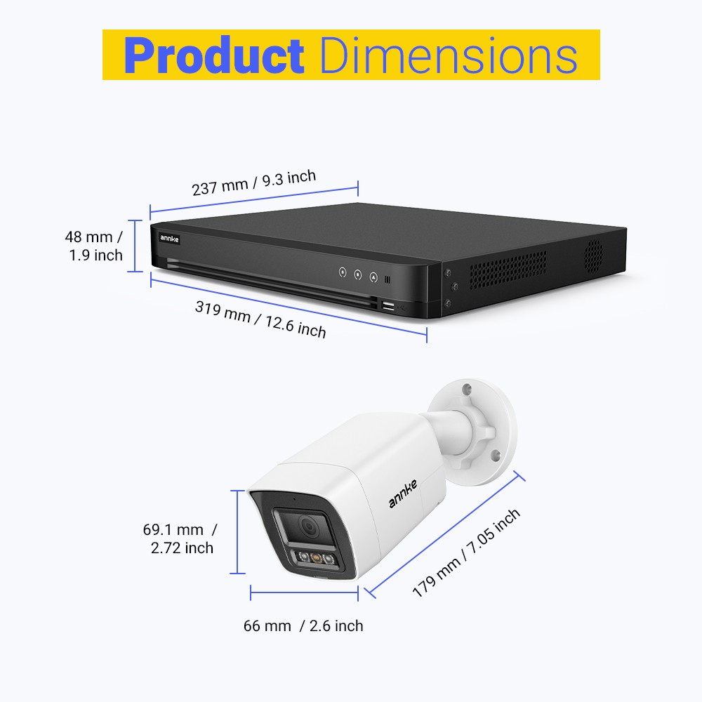 ANNKE 16CH 4K DVR 5MP Color Night Security Camera System Two Way Audio Outdoor