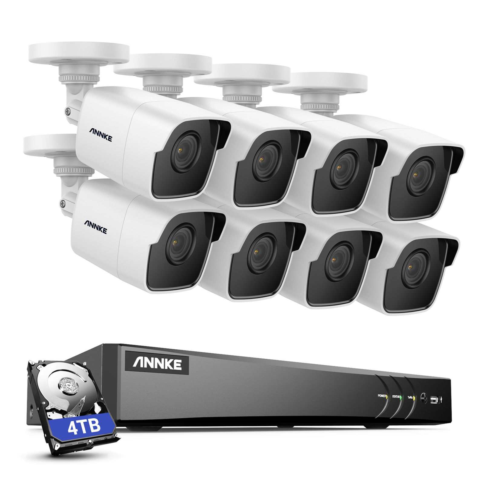 ANNKE 4K 8CH DVR 5MP Security Camera System Outdoor Human Vehicle Detection IP67