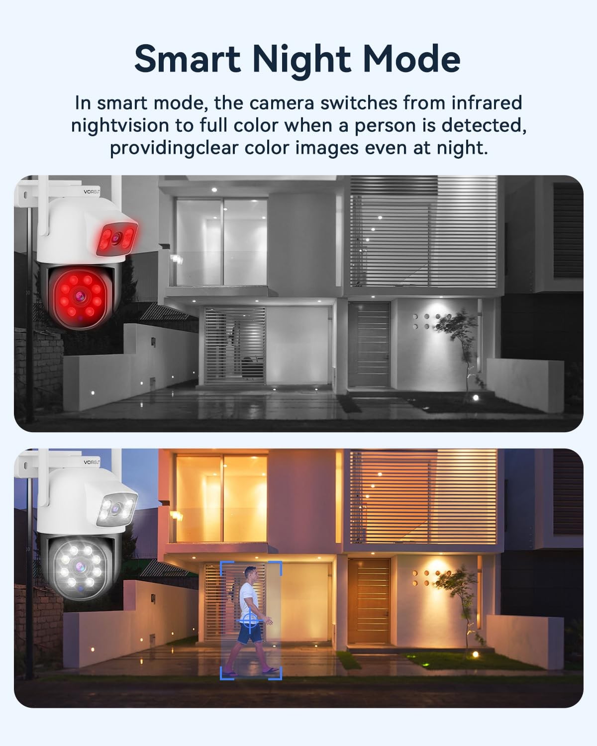 VORGUT Wireless Security Camera System Outdoor, 2pcs 2K Dual Lens PTZ Black