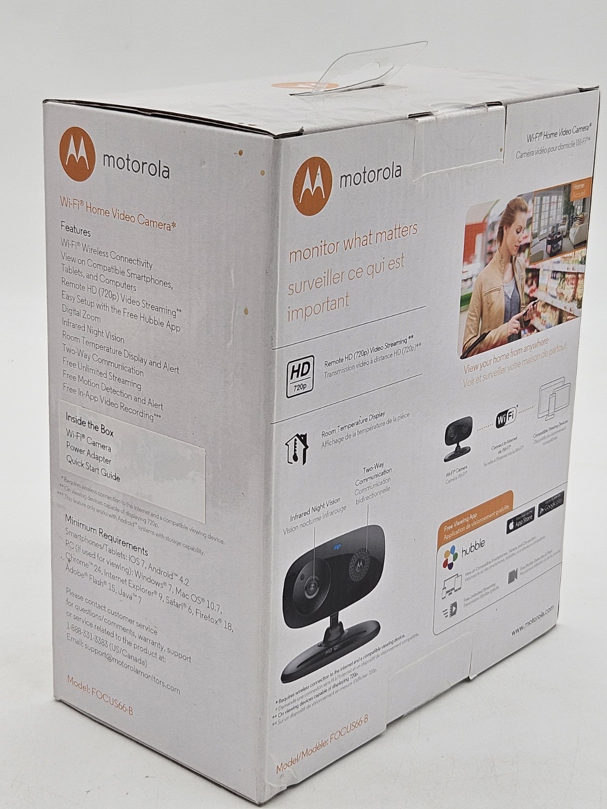 NEW Motorola Home Monitoring Video Camera FOCUS66-B Wi-Fi HD