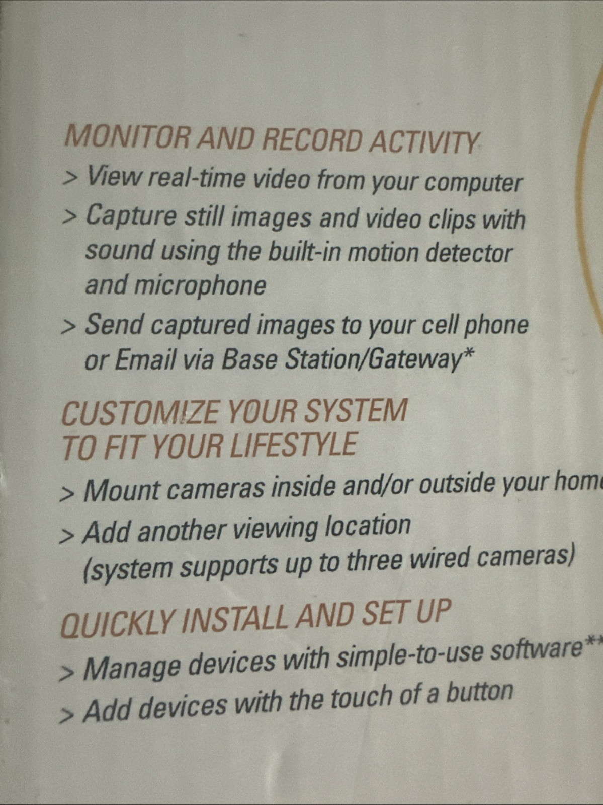Motorola Home Monitoring and Control System Wired Camera 2004