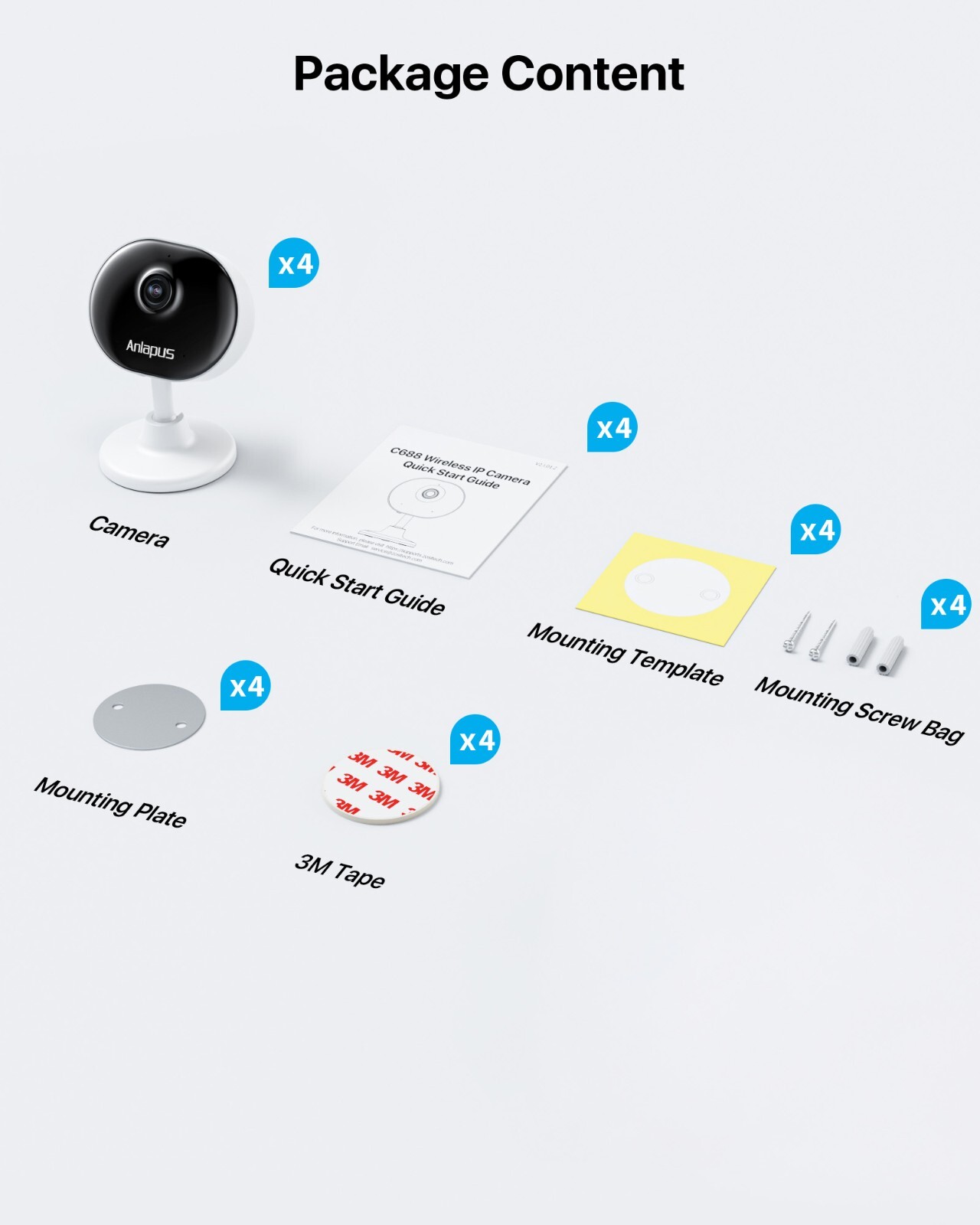 ZOSI 4Pcs Security WiFi Camera 2MP Baby/Pet Monitor Surveillance Remote Access
