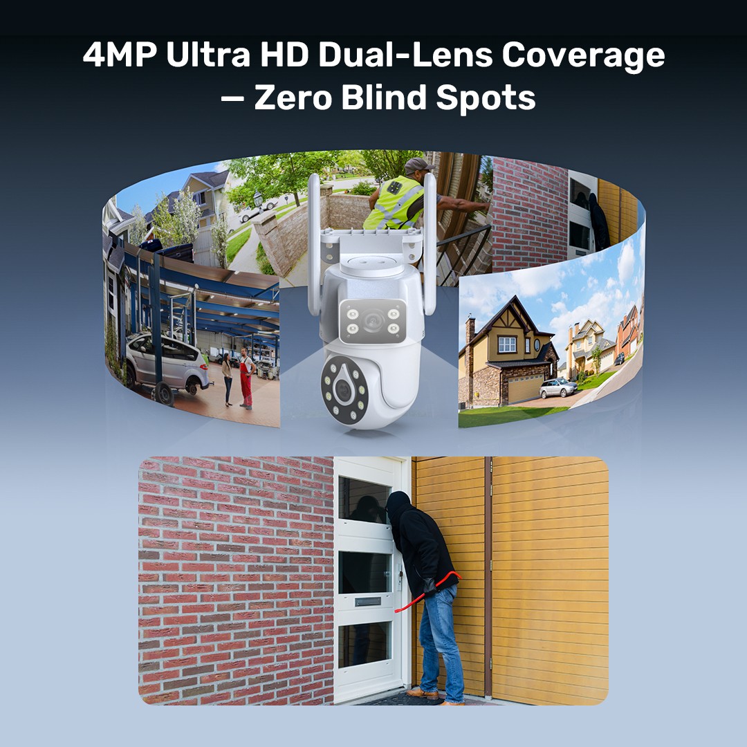 ANNKE 4MP PT Dual Lens Wireless Security Camera System 2 Way Audio 2.4G/5G WIFI